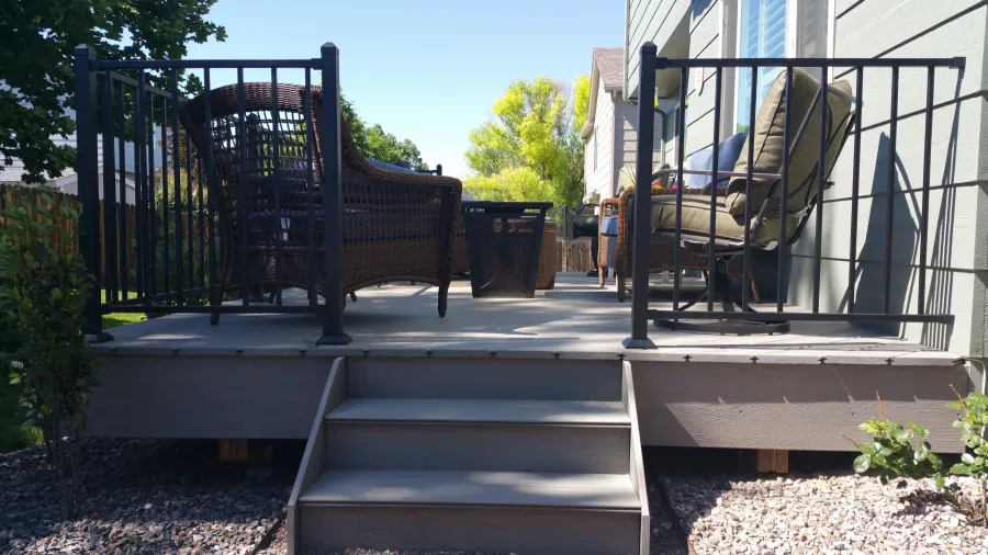 Custom Decks standard 4 wide trex stairs gravel path Aurora Colorado