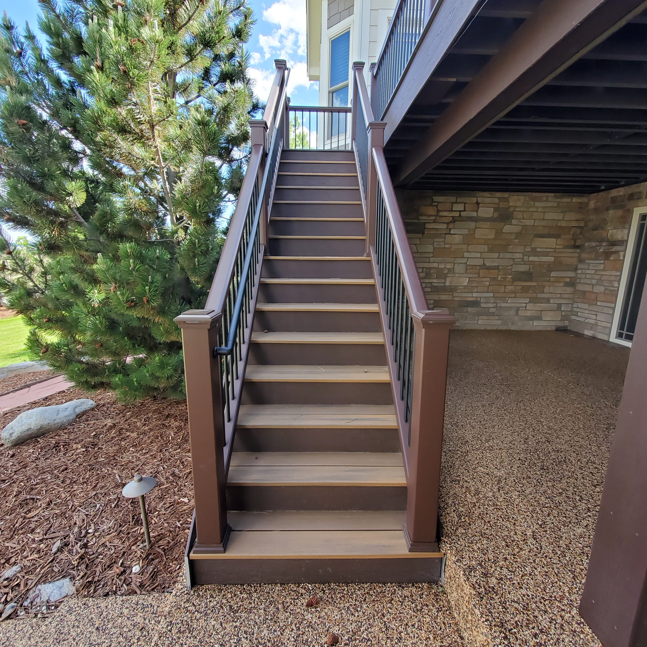 trex decking with railing and stairs