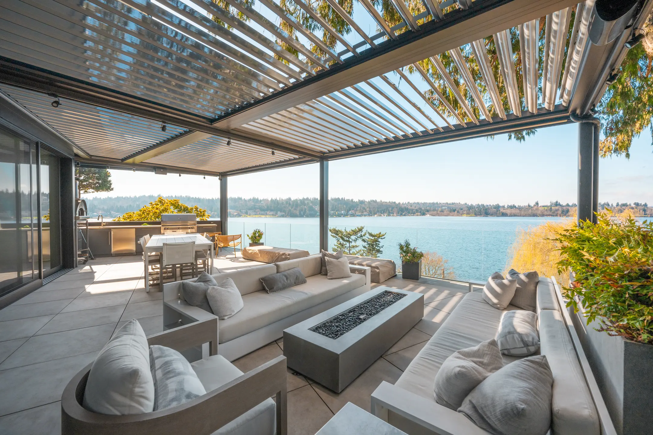 Custom Patio Cover featuring a louvered pergola